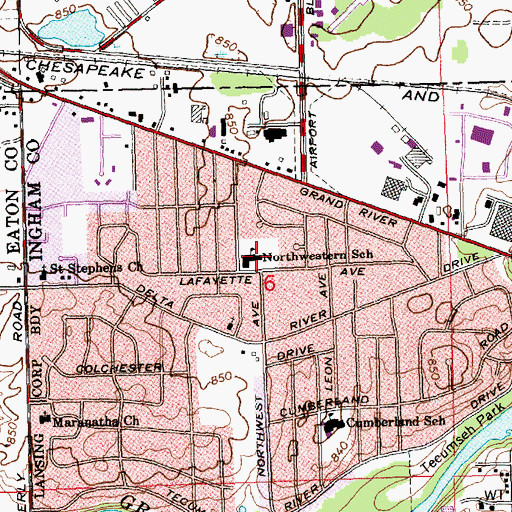 Topographic Map of Northwestern Elementary School, MI
