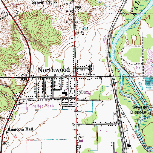 Topographic Map of Northwood, MI