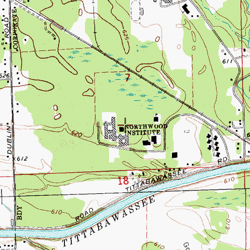 Topographic Map of Northwood University, MI