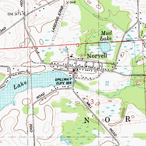 Topographic Map of Norvell, MI