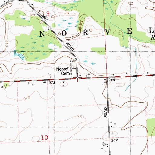 Topographic Map of Norvell Plains School, MI