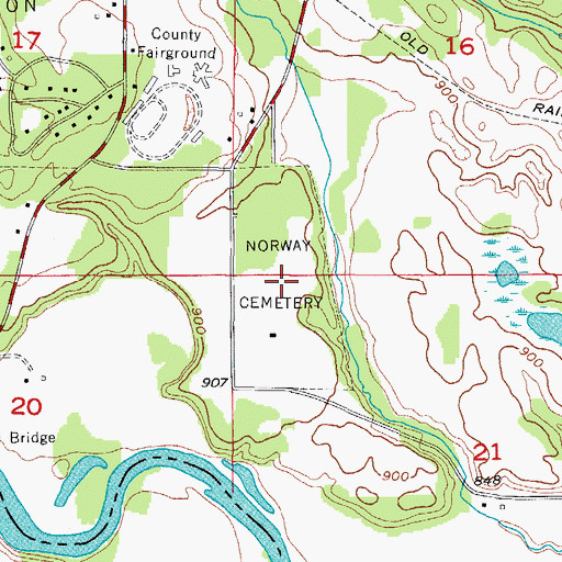 Topographic Map of Norway Cemetery, MI