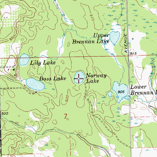 Topographic Map of Norway Lake, MI