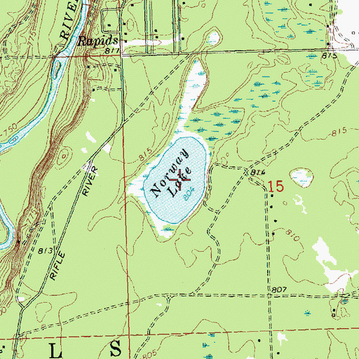 Topographic Map of Norway Lake, MI