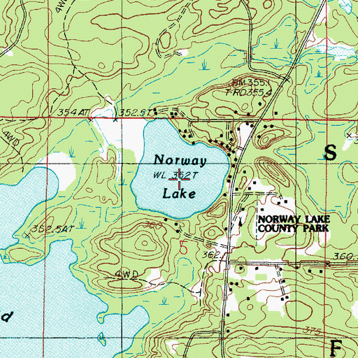 Topographic Map of Norway Lake, MI