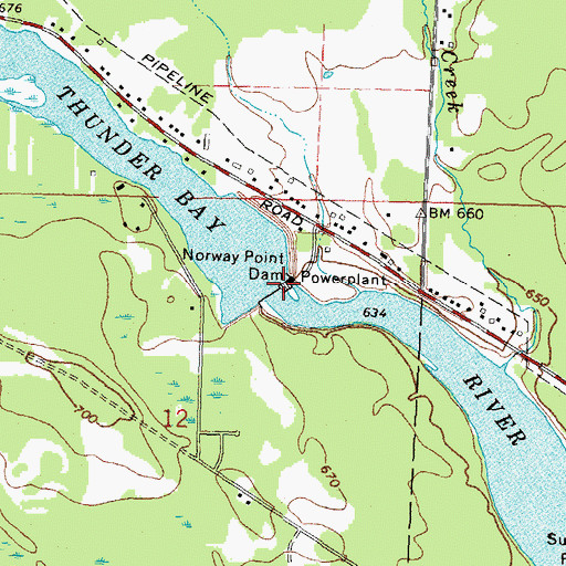 Topographic Map of Norway Point Dam, MI