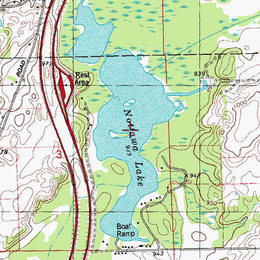 Topographic Map of Nottawa Lake, MI
