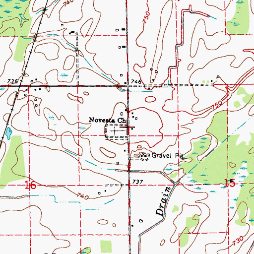 Topographic Map of Novesta Church, MI