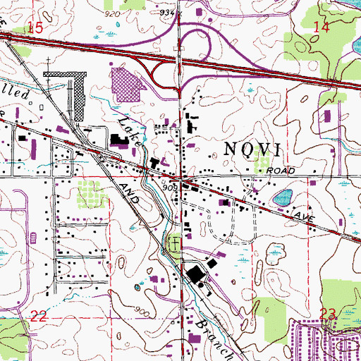 Topographic Map of Novi, MI