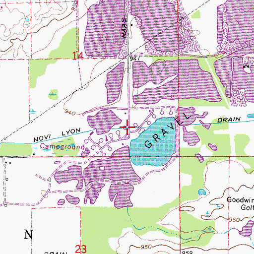 Topographic Map of Novi Lyon Drain, MI