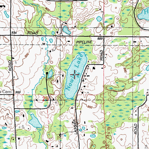 Topographic Map of Nowlan Lake, MI