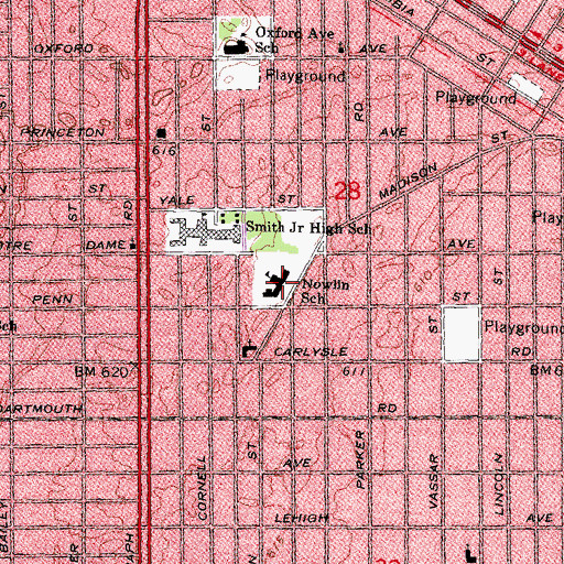 Topographic Map of Nowlin School, MI