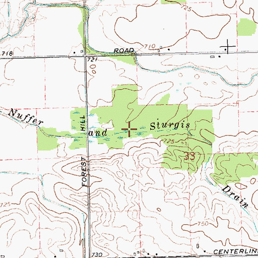 Topographic Map of Nuffer and Sturgis Drain, MI