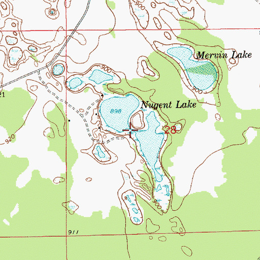 Topographic Map of Nugent Lake, MI