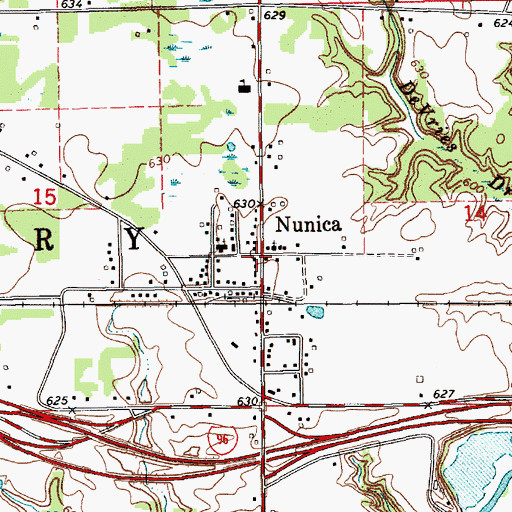 Topographic Map of Nunica, MI