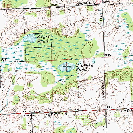 Topographic Map of O'Leary Pond, MI
