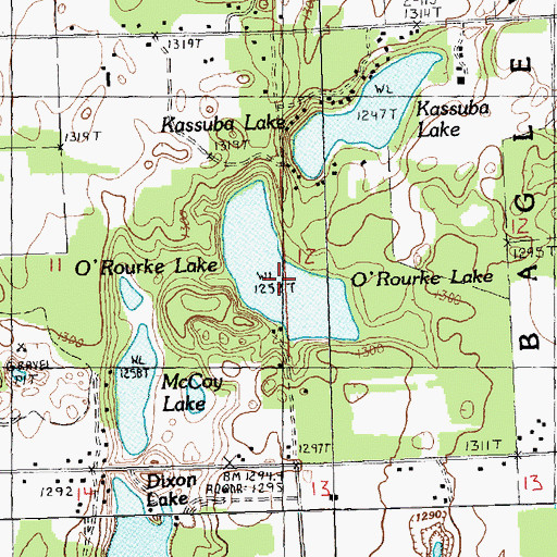 Topographic Map of O'Rourke Lake, MI