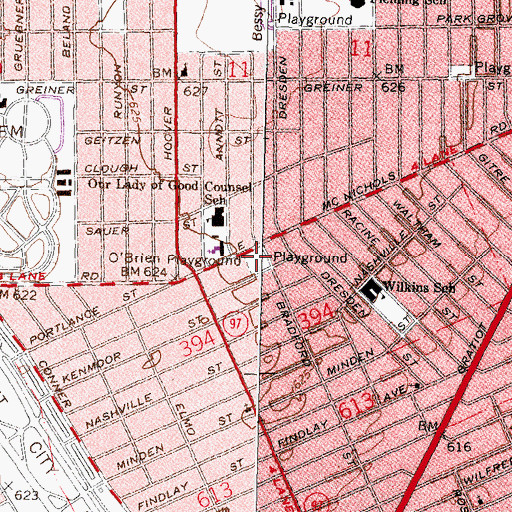 Topographic Map of O'Brien Playground, MI