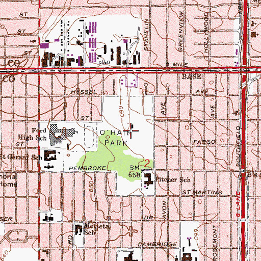 Topographic Map of O'Hair Park, MI