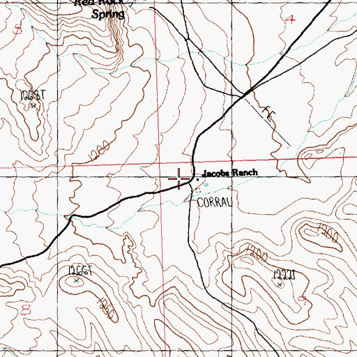 Topographic Map of Jacobs Ranch, AZ