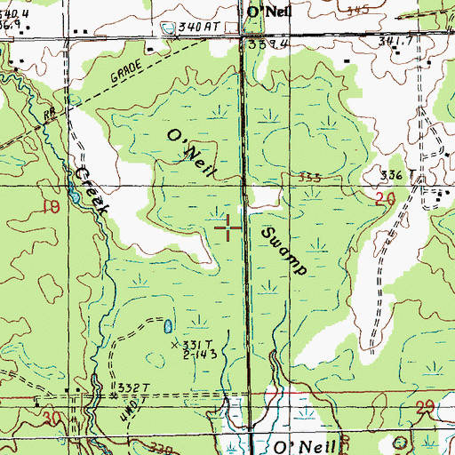 Topographic Map of O'Neil Swamp, MI