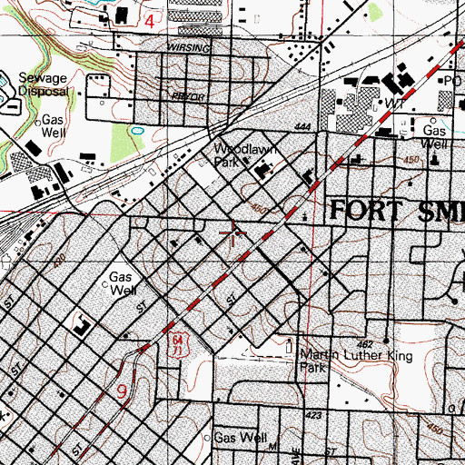 Topographic Map of Ninth Street Church of Christ, AR
