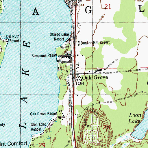 Topographic Map of Oak Grove, MI