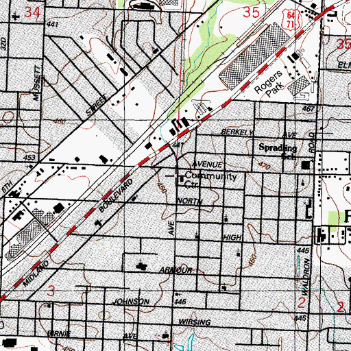 Topographic Map of Northside Branch Fort Smith Public Library, AR