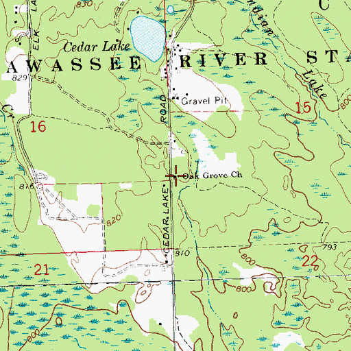Topographic Map of Oak Grove Church, MI