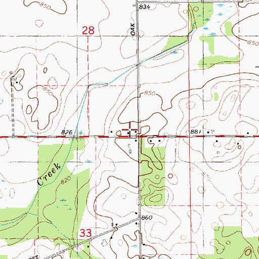 Topographic Map of Oak Grove School, MI