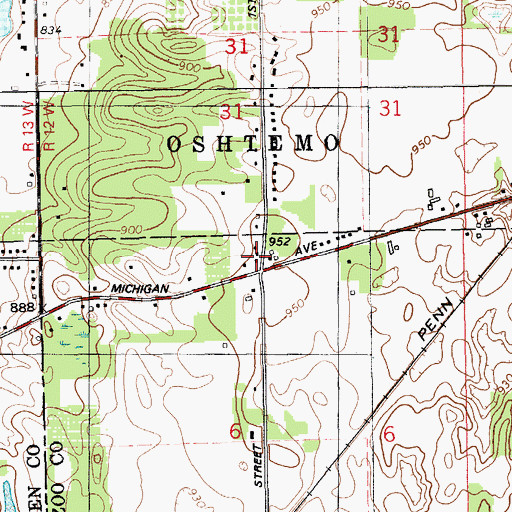 Topographic Map of Oak Grove School, MI