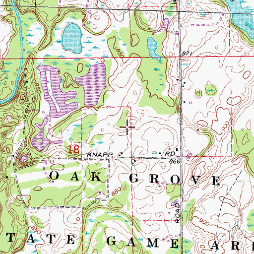 Topographic Map of Oak Grove State Game Area, MI