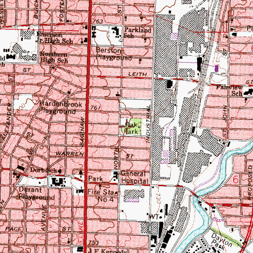 Topographic Map of Oak Park, MI