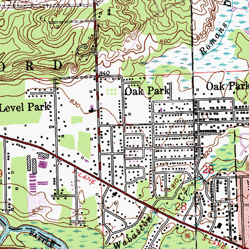 Topographic Map of Oak Park, MI