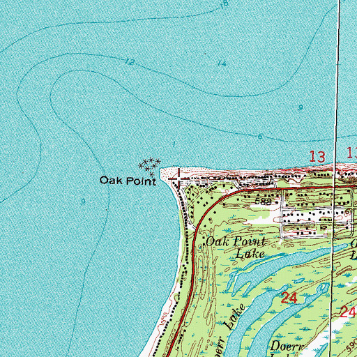 Topographic Map of Oak Point, MI