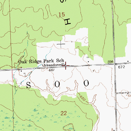 Topographic Map of Oak Ridge Park School, MI