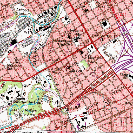 Topographic Map of Oak School, MI