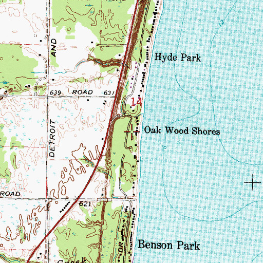 Topographic Map of Oak Wood Shores, MI