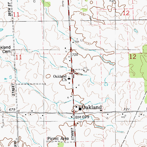 Topographic Map of Oakland Christian Reformed Church, MI