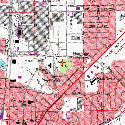 Topographic Map of Oakland Park, MI