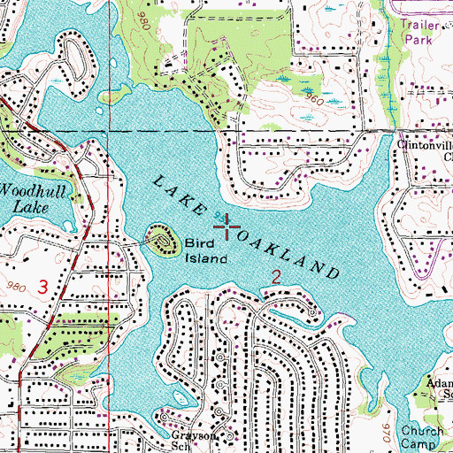 Topographic Map of Lake Oakland, MI