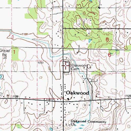 Topographic Map of Oakwood Mount Pleasant Cemetery, MI