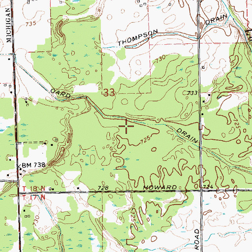 Topographic Map of Oard Drain, MI