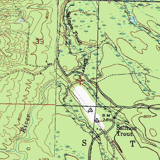 Topographic Map of Obenhoff Creek, MI