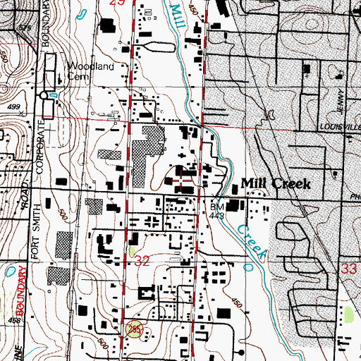 Topographic Map of Phoenix Village Shopping Center, AR