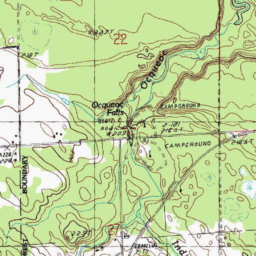 Topographic Map of Ocqueoc Falls, MI