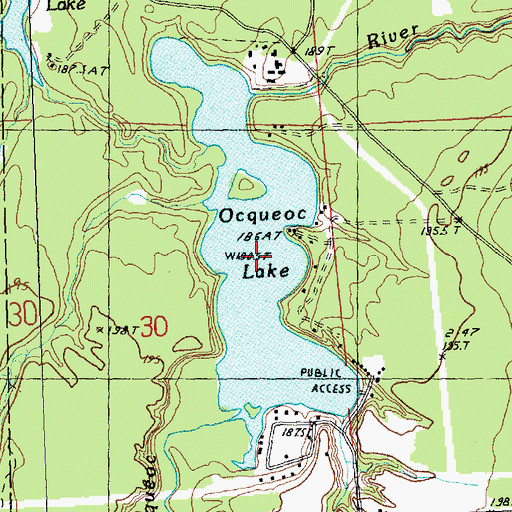 Topographic Map of Ocqueoc Lake, MI