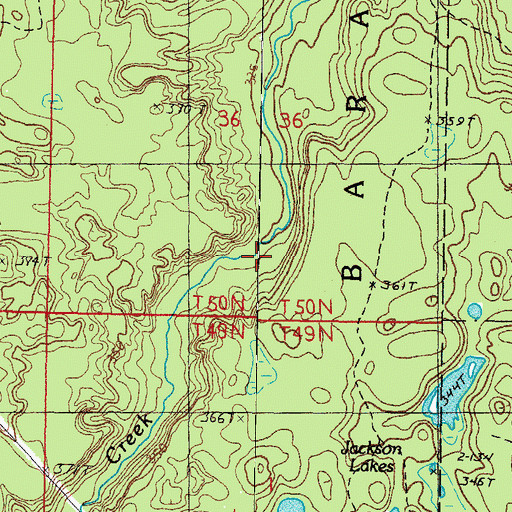 Topographic Map of Ogemaw Creek, MI