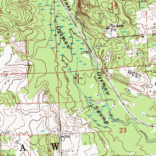 Topographic Map of Ogemaw Swamp, MI