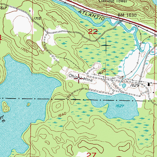 Topographic Map of Ohio Mine, MI